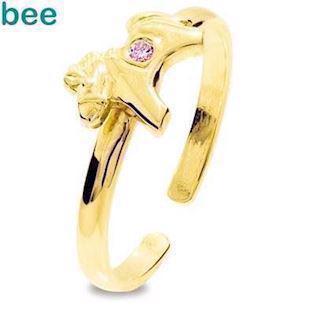 Bee Jewelry Girls First Gold Ring 9 kt gull fingerring blank, modell 25294-CZP-K
